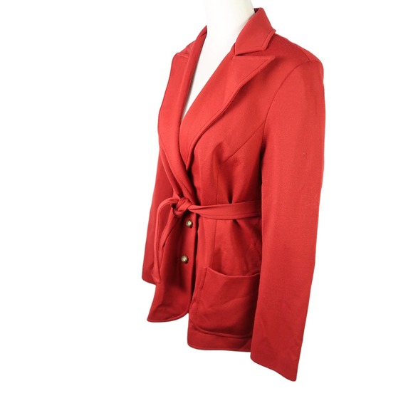 Vintage 70s Alex Colman rust red belted blazer jacket M - Picture 3 of 7
